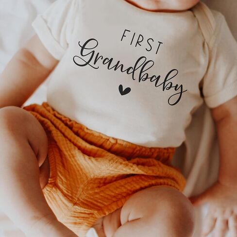 First Grandbaby Baby Bodysuit - Grandparent Pregnancy Announcement Infant Outfit - Grandma Grandpa Reveal New Baby Gift in Kuwait