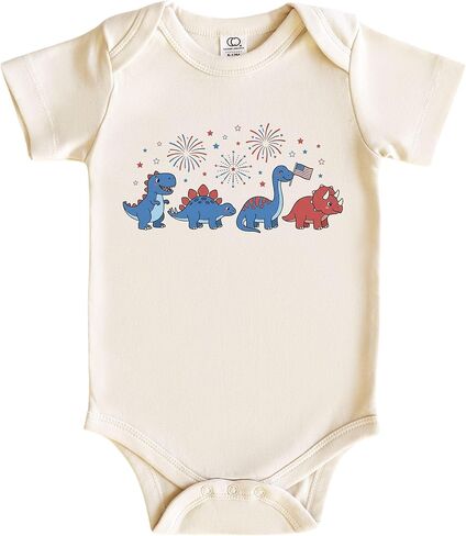 Patriotic Dinosaur Baby Bodysuit Fourth of July Infant Outfit USA Dino Bodysuit in Kuwait
