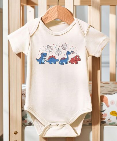Patriotic Dinosaur Baby Bodysuit Fourth of July Infant Outfit USA Dino Bodysuit in Kuwait