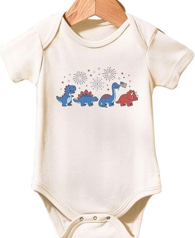 Patriotic Dinosaur Baby Bodysuit Fourth of July Infant Outfit USA Dino Bodysuit in Kuwait