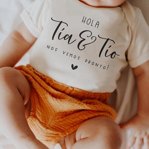 بدلة أطفال Hola Tia Tio Nos Vemos Pronto - زي إعلان الحمل الإسباني للرضع - هدية كشف العمة in Kuwait