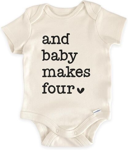 And Baby Makes Four Baby Bodysuit - 2nd Child Reveal Pregnancy Announcement Infant Outfit - New Baby Gift in Kuwait