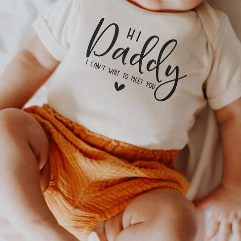 Hi Daddy I Can't Wait To Meet You Baby Bodysuit - Dad Pregnancy Reveal Infant Outfit - New Dad To Be Surprise Announcement Gift in Kuwait