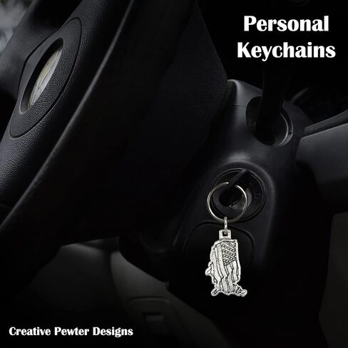 USA Outline Keychain, A1011KC, 1 5/8", Pewter, 100% Handmade in the USA, Patriotic, Flag, United States of America, Metal, Keychain, Key Chain, Key Ring, Key Fob, Gift, Over 100 Keychain designs in Kuwait