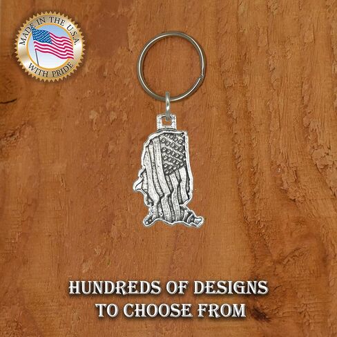 USA Outline Keychain, A1011KC, 1 5/8", Pewter, 100% Handmade in the USA, Patriotic, Flag, United States of America, Metal, Keychain, Key Chain, Key Ring, Key Fob, Gift, Over 100 Keychain designs in Kuwait