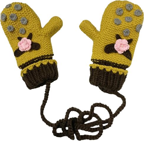 Winter Gloves Flower Bead Decorations Women Mittens Handmade Knit Warm in Saudi Arabia