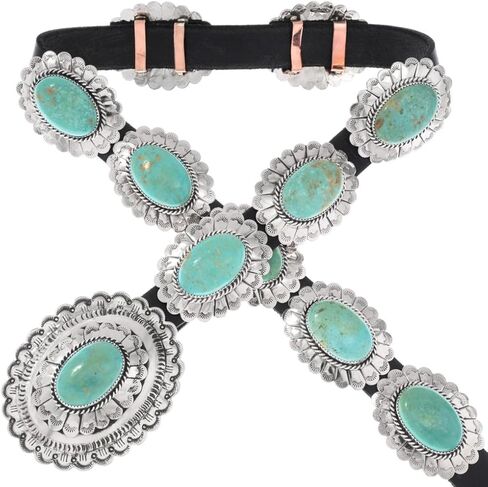 Alltribes Navajo Patagonia Turquoise Hammered Silver Concho Belt Western Tail Feather Pattern Mens or Ladies on Custom Sized Genuine Leather 0065 in Kuwait