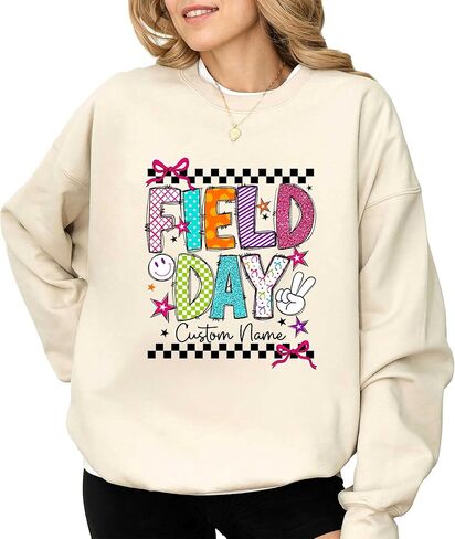 Custom Field Day Shirt for Teachers, Kids and Students, School Sports Day Team Outfit, Personalized Name Tee, Sweatshirt, Hoodie Black in Kuwait
