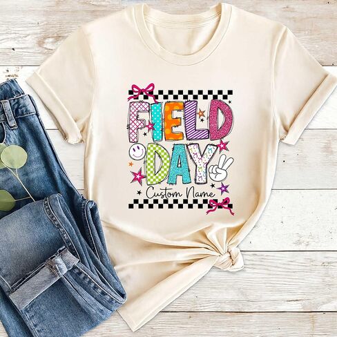 Custom Field Day Shirt for Teachers, Kids and Students, School Sports Day Team Outfit, Personalized Name Tee, Sweatshirt, Hoodie Black in Kuwait