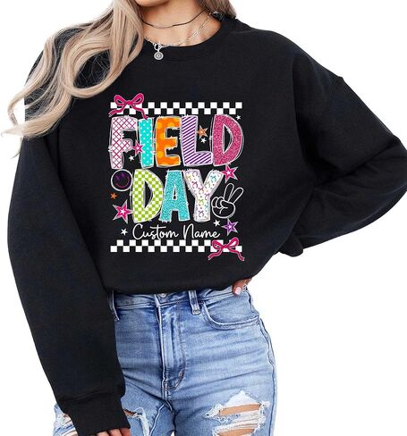 Custom Field Day Shirt for Teachers, Kids and Students, School Sports Day Team Outfit, Personalized Name Tee, Sweatshirt, Hoodie Black in Kuwait