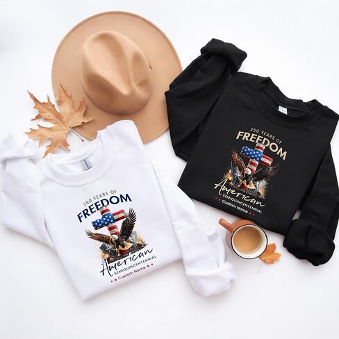 Personalized American Semiquincentennial Shirt, Custom Name Patriotic Eagle Flag Tee, 250 Years of Freedom Gift for Dad Men in Kuwait