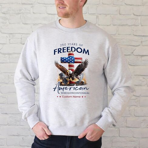 Personalized American Semiquincentennial Shirt, Custom Name Patriotic Eagle Flag Tee, 250 Years of Freedom Gift for Dad Men in Kuwait