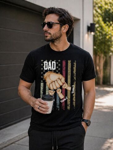 قميص الأب المخصص بأسماء الأطفال، تي شيرت الأب المخصص، للأب، تي شيرت الأب الجديد، هدية عيد ميلاد الأب، قميص الأب الرائع المخصص in Kuwait