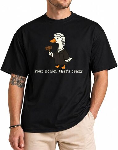 تي شيرت Funny Duck القاضي تي شيرت برسومات "Your Honor That's Crazy"، قميص المحامي الفكاهي، قميص Meme، تي شيرت قطني كاجوال للجنسين in Kuwait