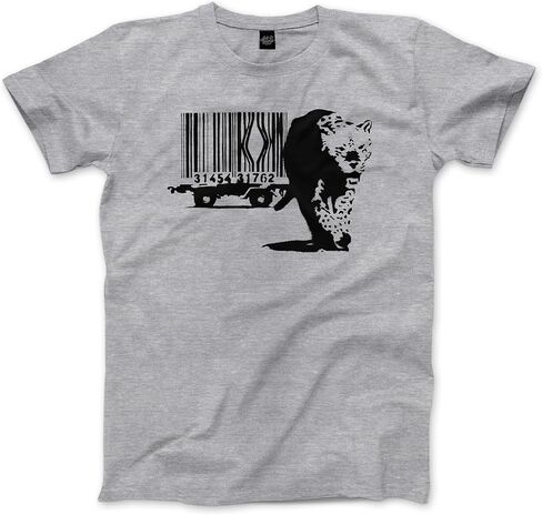 Banksy Barcode (Animal Rights) Street Art t-Shirt (Adults, Kids, Short & Long Sleeve) Grey in Kuwait