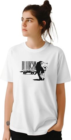 Banksy Barcode (Animal Rights) Street Art t-Shirt (Adults, Kids, Short & Long Sleeve) Grey in Kuwait