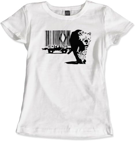 Banksy Barcode (Animal Rights) Street Art t-Shirt (Adults, Kids, Short & Long Sleeve) Grey in Kuwait