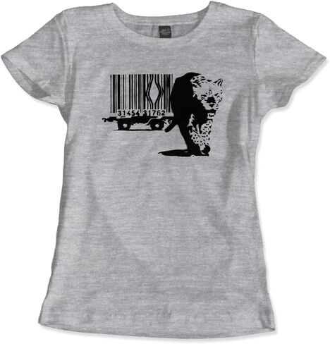 Banksy Barcode (Animal Rights) Street Art t-Shirt (Adults, Kids, Short & Long Sleeve) Grey in Kuwait