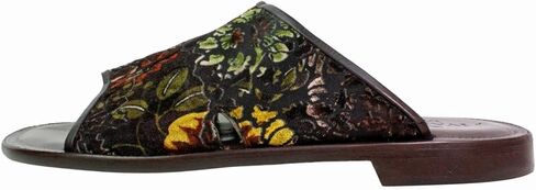 Floral Brown Italian Mens Leather Sandals Shoes in Kuwait