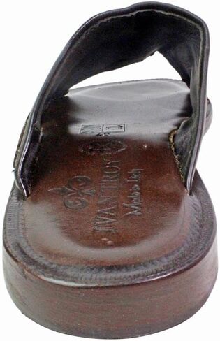 Floral Brown Italian Mens Leather Sandals Shoes in Kuwait