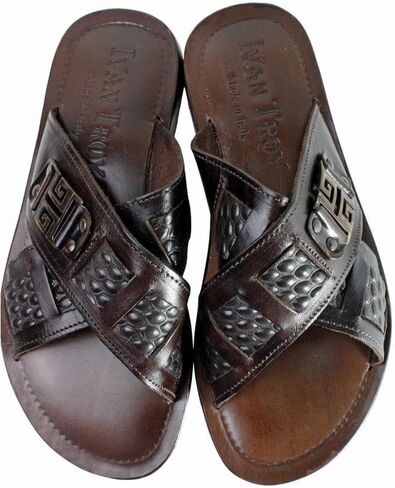 Jacob Brown Men’s Italian Leather Sandals Shoes in Kuwait