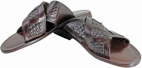 Jacob Brown Men’s Italian Leather Sandals Shoes in Kuwait