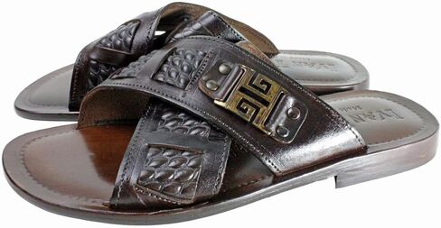 Jacob Brown Men’s Italian Leather Sandals Shoes in Kuwait