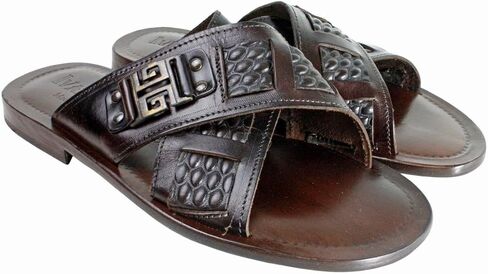 Jacob Brown Men’s Italian Leather Sandals Shoes in Kuwait