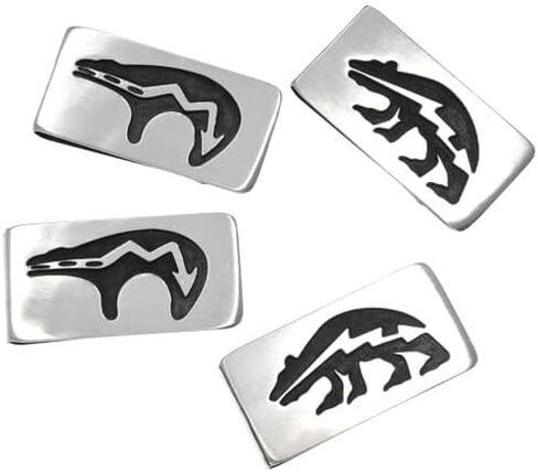 Native American Walking Heartline Bear Money Clip Traditional Navajo Pattern on Silver Clamp 1189 in Kuwait