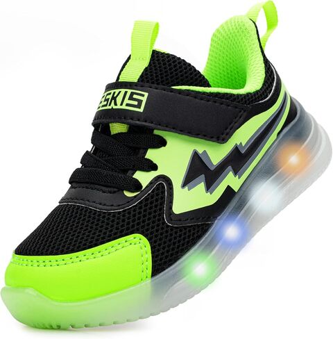 YESKIS Toddler Boys Light Up Shoes LED Flashing Running Sneakers Lightweight Breathable Mesh Tennis Walking Athletic for Toddler and Little Kid in Kuwait