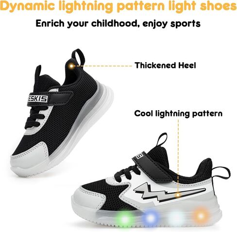 YESKIS حذاء رياضي للأولاد الصغار مزود بإضاءة LED وامض للجري خفيف الوزن وجيد التهوية شبكي للتنس والمشي رياضي للأطفال الصغار والأطفال الصغار in Kuwait