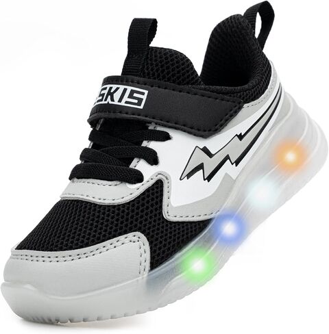 YESKIS حذاء رياضي للأولاد الصغار مزود بإضاءة LED وامض للجري خفيف الوزن وجيد التهوية شبكي للتنس والمشي رياضي للأطفال الصغار والأطفال الصغار in Kuwait