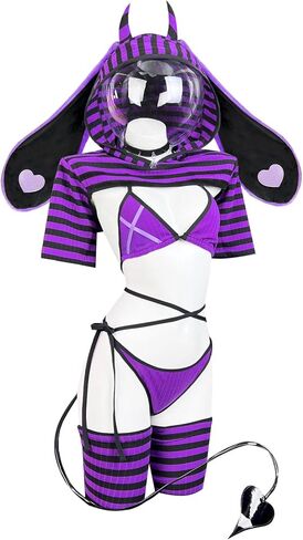 KORURACLUB Bunny lingerie Cosplay lingerie Stripe Costume Demon Bunny Sexy Bodysuit jail costume in Saudi Arabia