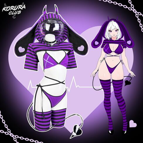 KORURACLUB Bunny lingerie Cosplay lingerie Stripe Costume Demon Bunny Sexy Bodysuit jail costume in Saudi Arabia