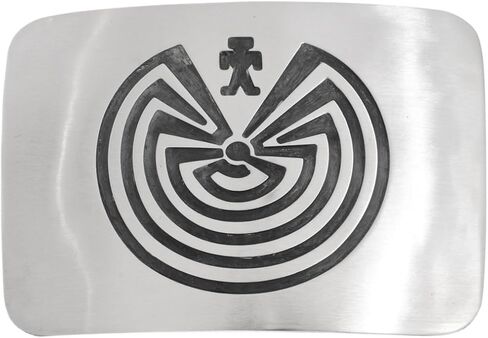 Alltribes Navajo Man in the Maze حزام فضي متراكب بإبزيم للرجال أو السيدات إكسسوار رمز هندي 0002 in Kuwait