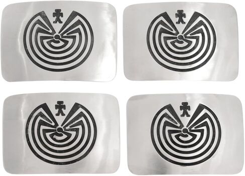 Alltribes Navajo Man in the Maze حزام فضي متراكب بإبزيم للرجال أو السيدات إكسسوار رمز هندي 0002 in Kuwait