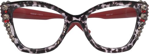 NY FIFTH AVENUE Rhodes, Bling Reading Glasses CatEye Tortoise Red with Black Diamond & Siam Crystals in Kuwait