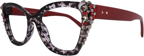 NY FIFTH AVENUE Rhodes, Bling Reading Glasses CatEye Tortoise Red with Black Diamond & Siam Crystals in Kuwait