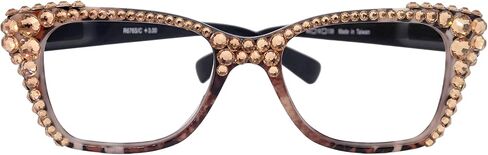 NY FIFTH AVENUE نظارات القراءة النسائية البوهيمية (Bling) مع (Ligth Colorado) كريستالات أوروبية كاملة. in Kuwait