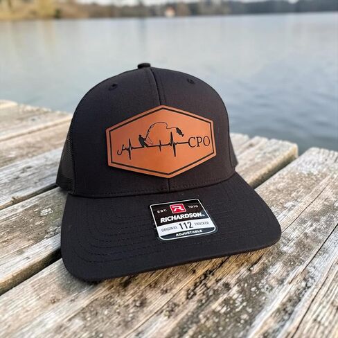 BUBBLEHEAD INK Personalized Trucker Hat with Custom Fishing Patch, Richardson 112 Hat, Custom Bass Fishing Cap, Gift for Fisherman Dad Grey in Kuwait