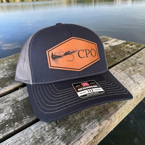 BUBBLEHEAD INK Personalized Trucker Hat with Custom Fishing Patch, Richardson 112 Hat, Custom Bass Fishing Cap, Gift for Fisherman Dad Grey in Kuwait