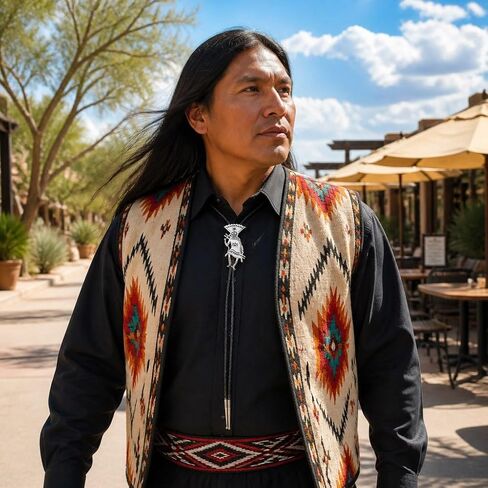 Alltribes Apache Crown Dancer Sterling Silver Bolo Tie White Mountain Gaan Spirit Design on Genuine Leather 0112 in Kuwait