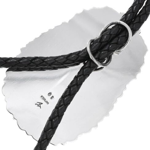 Alltribes Navajo Natural Nevada Number 8 Turquoise Sterling Silver Bolo Tie Traditional Design on Genuine Leather 0426 in Kuwait