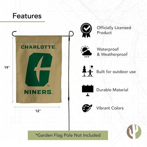لافتة علم جامعة ديزيرت كاكتوس في كارولينا الشمالية، شارلوت جاردن، UNCC Forty Niners 49ers، 100% بوليستر (تصميم E) in Saudi Arabia