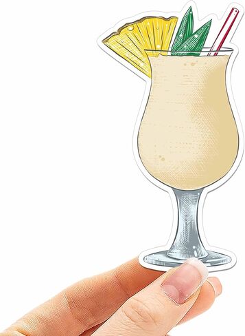 Pina Colada Sticker, Cute Tropical Rum Drinking Sticker for Laptop, Happy Hour Alcohol Decal for Flask, Cute Girls Brunch Sticker for Water Bottle, Bachelorette Party Gift for Drinkers in Kuwait
