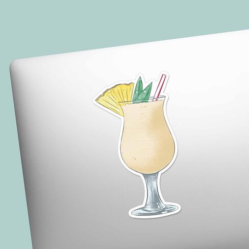 Pina Colada Sticker, Cute Tropical Rum Drinking Sticker for Laptop, Happy Hour Alcohol Decal for Flask, Cute Girls Brunch Sticker for Water Bottle, Bachelorette Party Gift for Drinkers in Kuwait