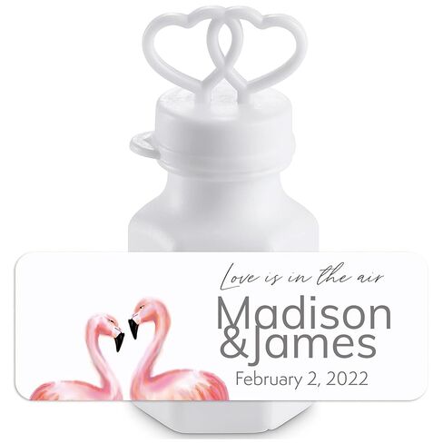 Personalized Wedding Bubble Labels Stickers - Romantic DIY Wedding Favor to Welcome Bride and Groom for Indoor or Outdoor Party, Flamingo Watercolor Art Design in Kuwait