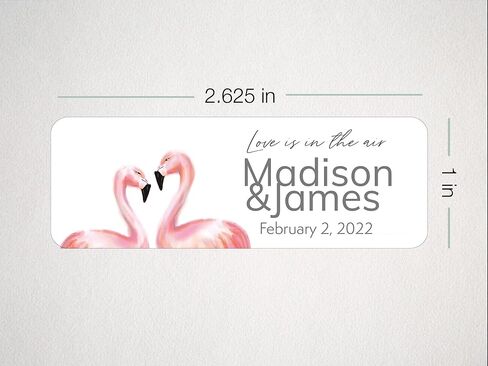 Personalized Wedding Bubble Labels Stickers - Romantic DIY Wedding Favor to Welcome Bride and Groom for Indoor or Outdoor Party, Flamingo Watercolor Art Design in Kuwait