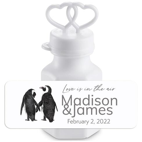 Personalized Wedding Bubble Labels Stickers - Romantic DIY Wedding Favor to Welcome Bride and Groom for Indoor or Outdoor Party, Penguin Lover Watercolor Art in Kuwait