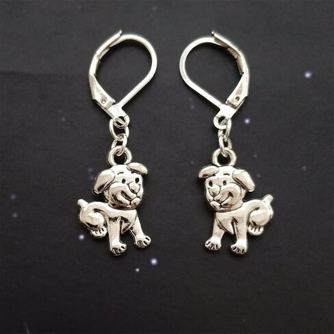 Dog Charm Lever Back Earrings, Puppy Owner Jewelry, Dog Pendant Ear Clip for Pet Lover in Kuwait